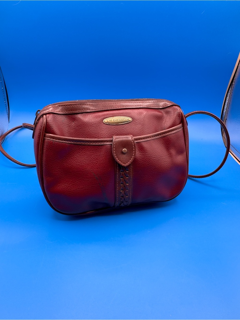 Vintage Liz Claiborne Burgundy Oxblood Bag Crossbody Purse